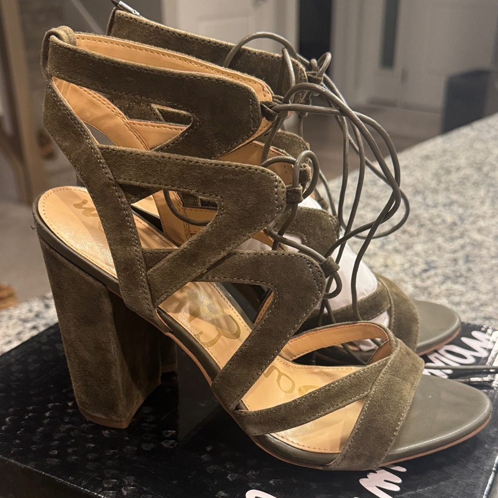 Sam Edelman Olive Suede Strappy Heels